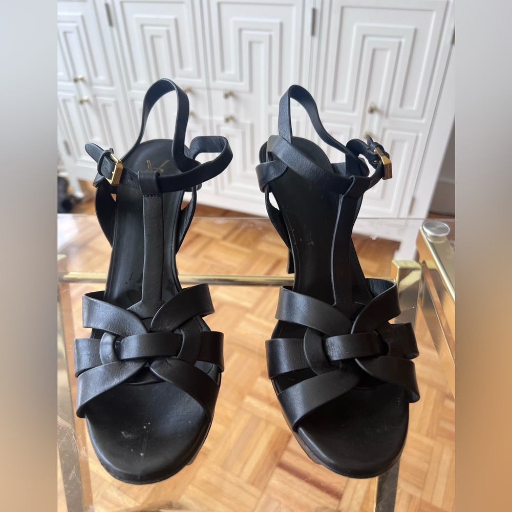 Yves Saint Laurent Black Tribute 75 Sandals